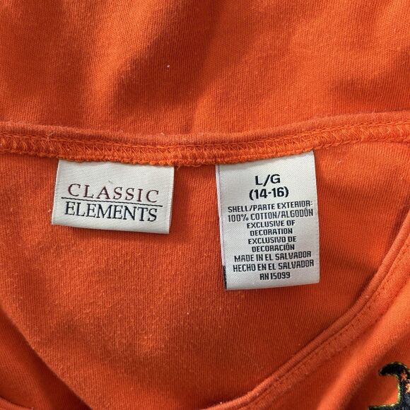 Vtg Halloween Long Sleeve Top Women Large Orange Embroidered Ghost Witch 90s Y2K - Picture 10 of 11